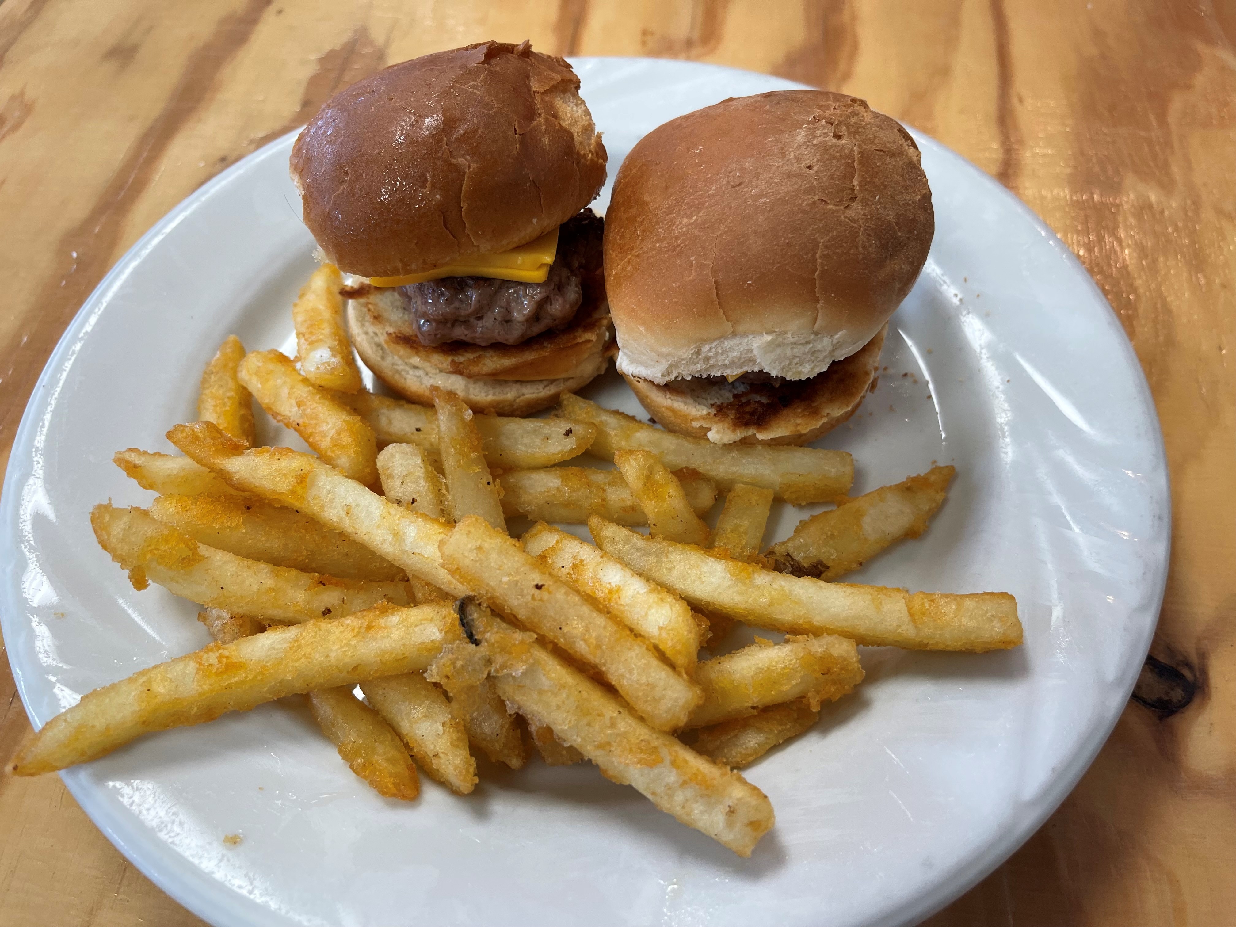 Order Kids 2 Cheeseburger Sliders with Fries food online from Ham n' Egg store, St. Peters on bringmethat.com