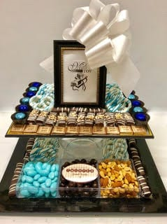 Order Bar Mitzvah Double Tier Picture Frame Truffle & Nut Centerpiece food online from Twisted Gourmet Chocolates store, Passaic on bringmethat.com