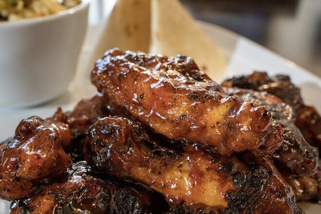 Order 8 Piece BBQ Wings with Side food online from Nevada Chicken Cafe store, Las Vegas on bringmethat.com
