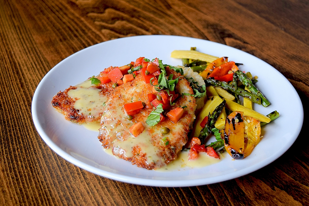 Order Tuscan Romano Herb Crusted Chicken food online from Thirsty Lion Gastropub store, Denver on bringmethat.com