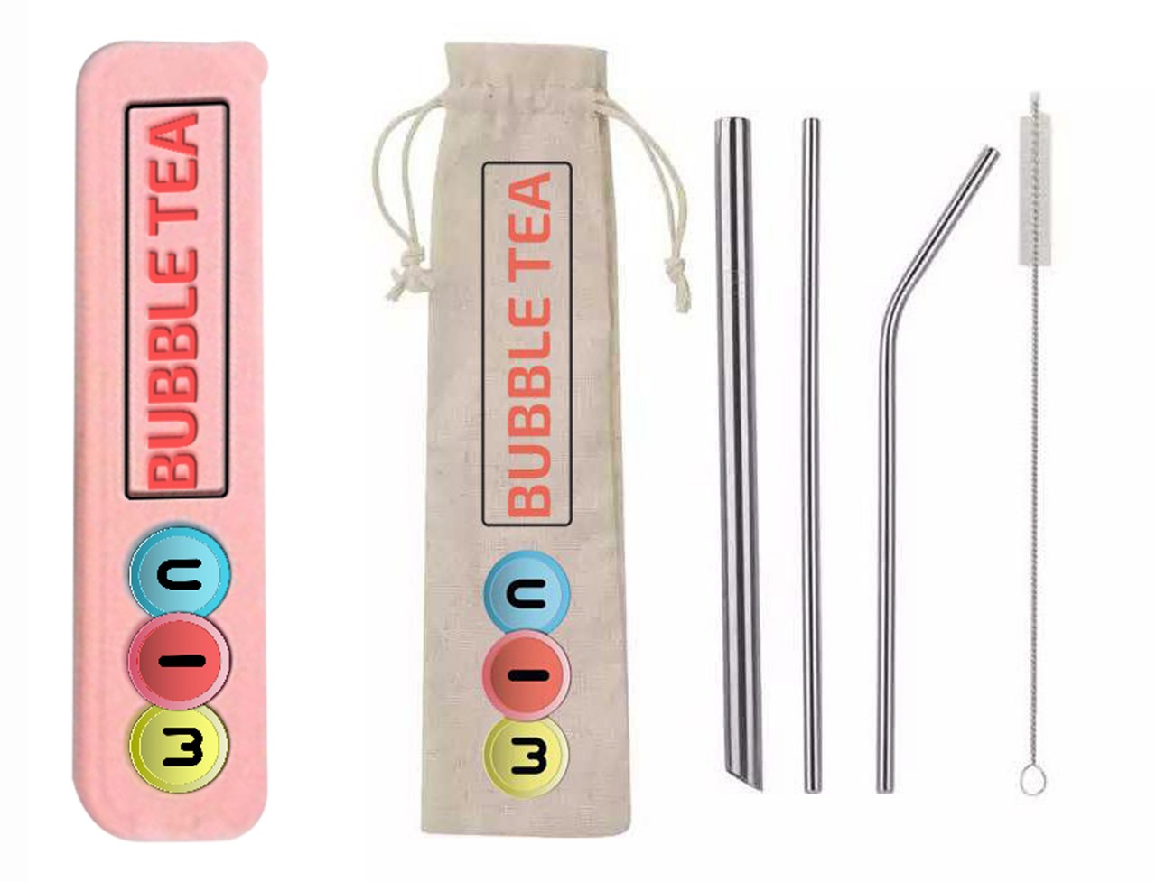 Order WIN Reusable Straws Pink Case food online from WIN Bubble Tea store, Nashville on bringmethat.com
