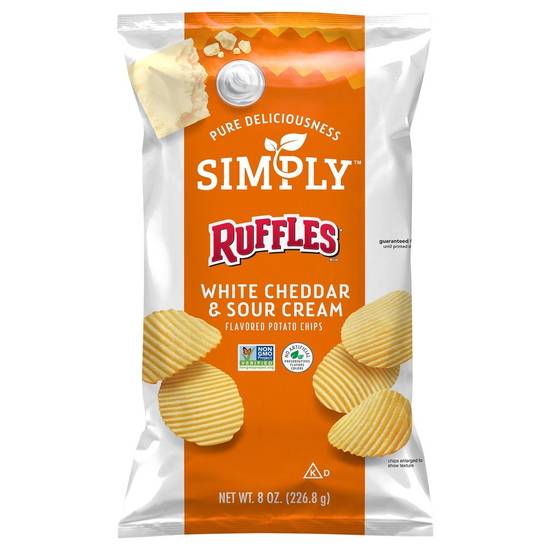 Order Ruffles Potato Chips White Cheddar & Sour Cream (8 oz) food online from Rite Aid store, Yamhill County on bringmethat.com