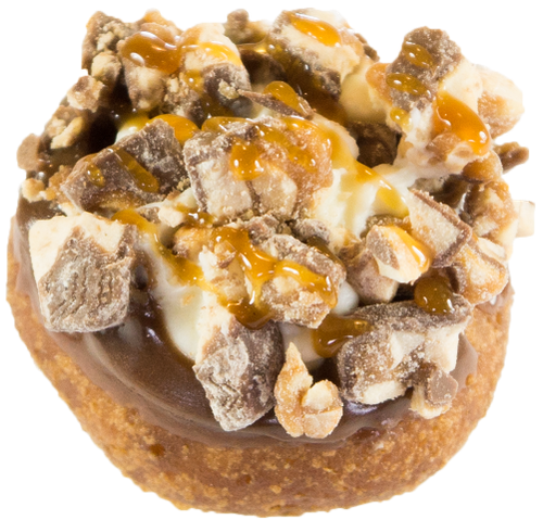 Order Snickers Donut food online from Peace, Love & Little Donuts store, Fort Collins on bringmethat.com