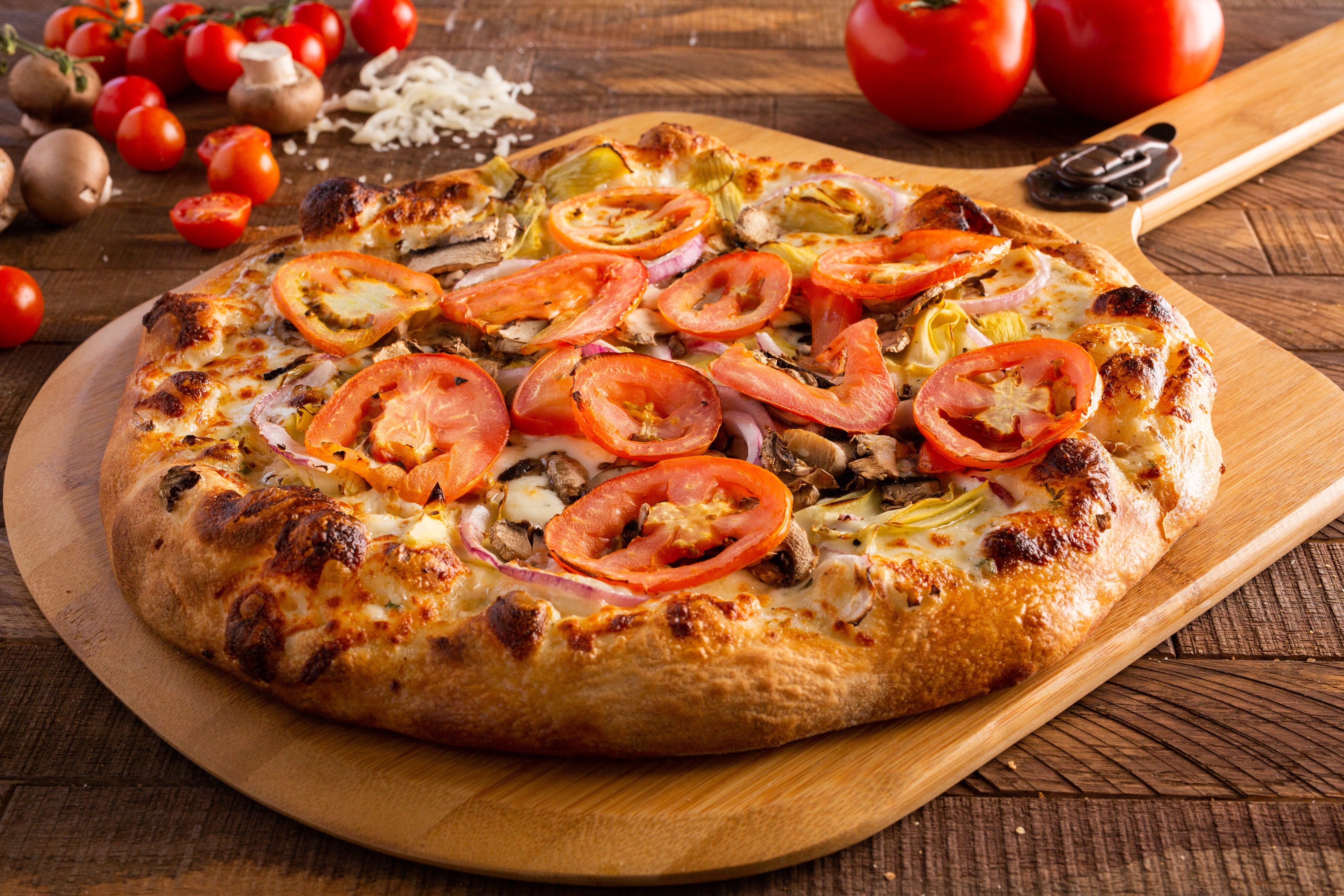 Order Vegetarian Pizza - Personal 10" (4 Slices) food online from Ameci Pizza & Pasta store, Glendale on bringmethat.com