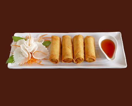Order 1a Fried Veggie Spring Rolls (4) food online from Peppers Thai store, Palm Springs on bringmethat.com