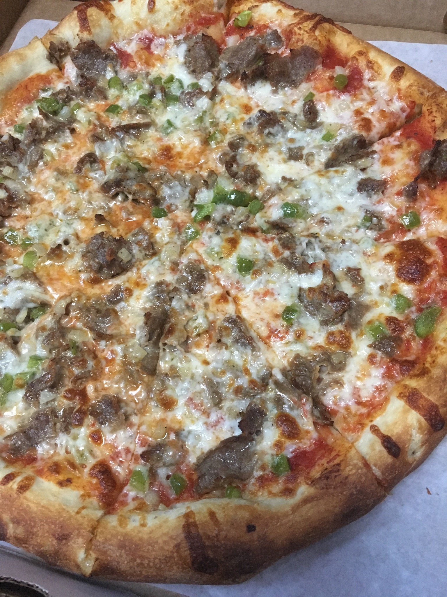 Order Philly Steak Pizza  food online from Township Line Pizza store, Drexel Hill on bringmethat.com
