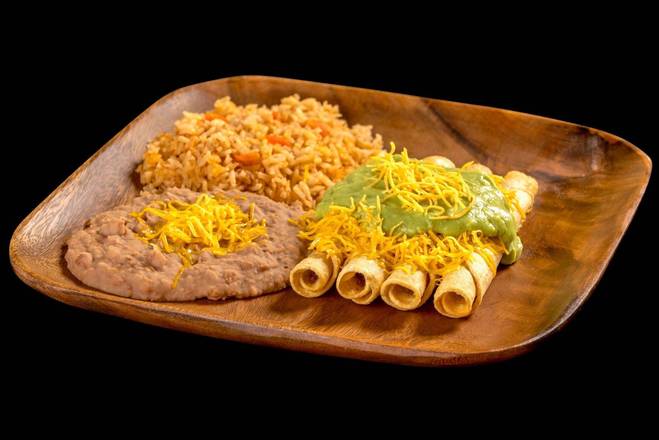 Order 4 Rolled Tacos with Guacamole Combination Platter food online from Filibertos Mexican Food store, Phoenix on bringmethat.com