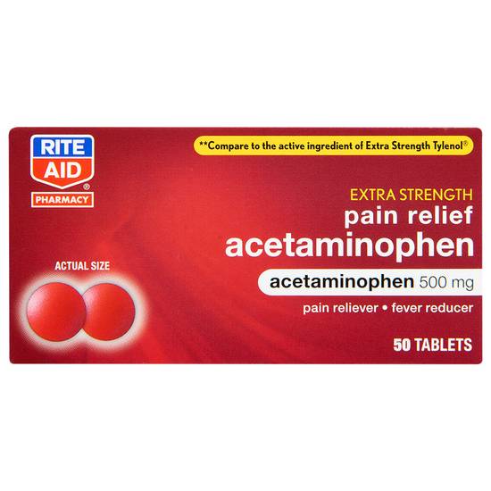 Order Rite Aid Acetaminophen Extra Strength 500mg (50 ct) food online from Rite Aid store, PITTSBURGH on bringmethat.com