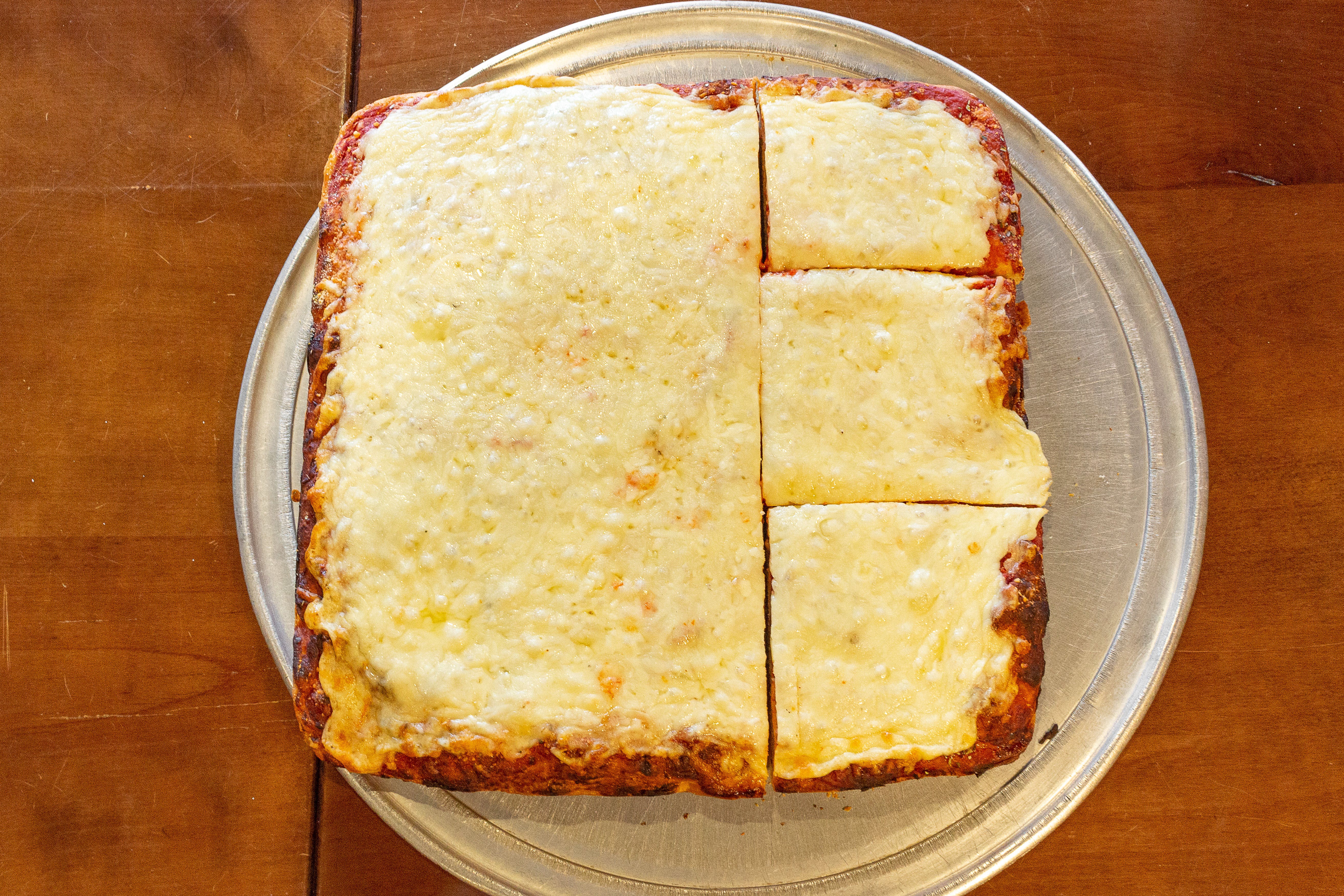Order Sicilian Square Cheese Pizza - Large 16'' (8 Slices) food online from Pompilio Pizzeria & Restaurant store, Westwood on bringmethat.com