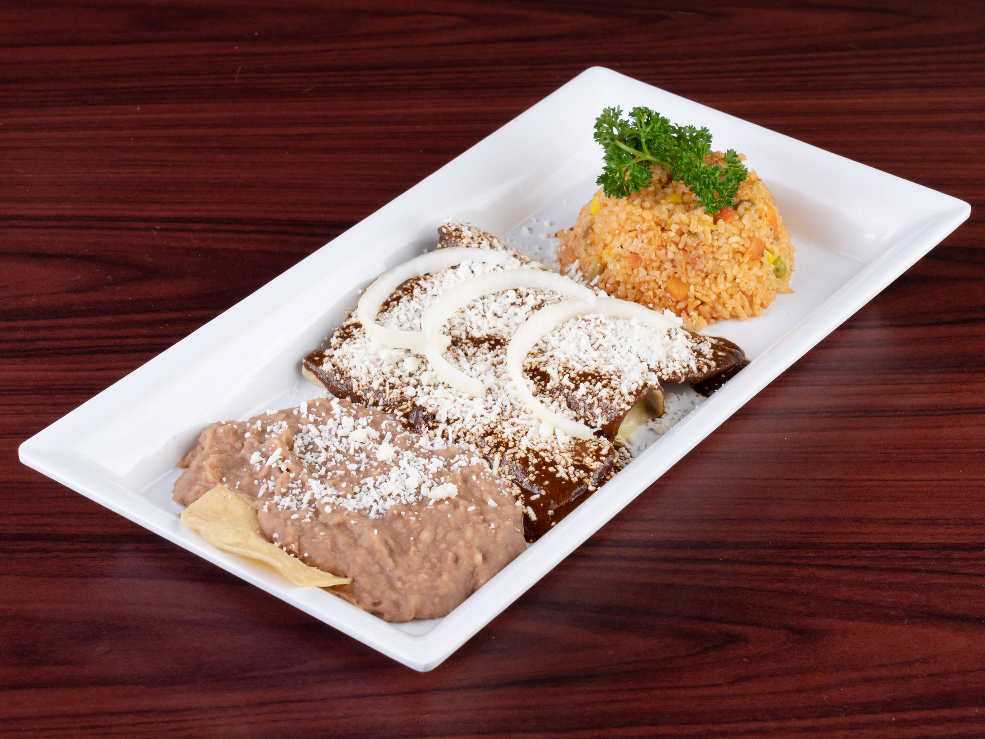 Order Enchiladas de Mole food online from Cristobal Mexican Grill & Bar store, Richmond on bringmethat.com