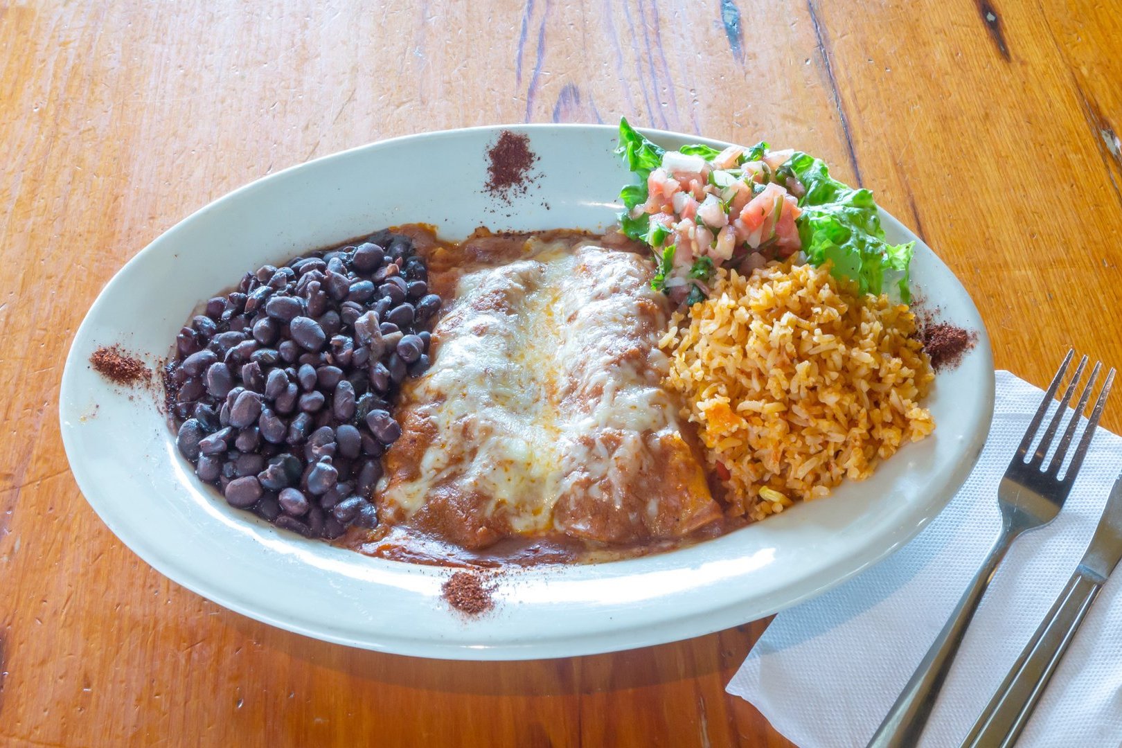 Order Enchiladas food online from A Moveable Feast Cafe And Health Food Store store, Houston on bringmethat.com