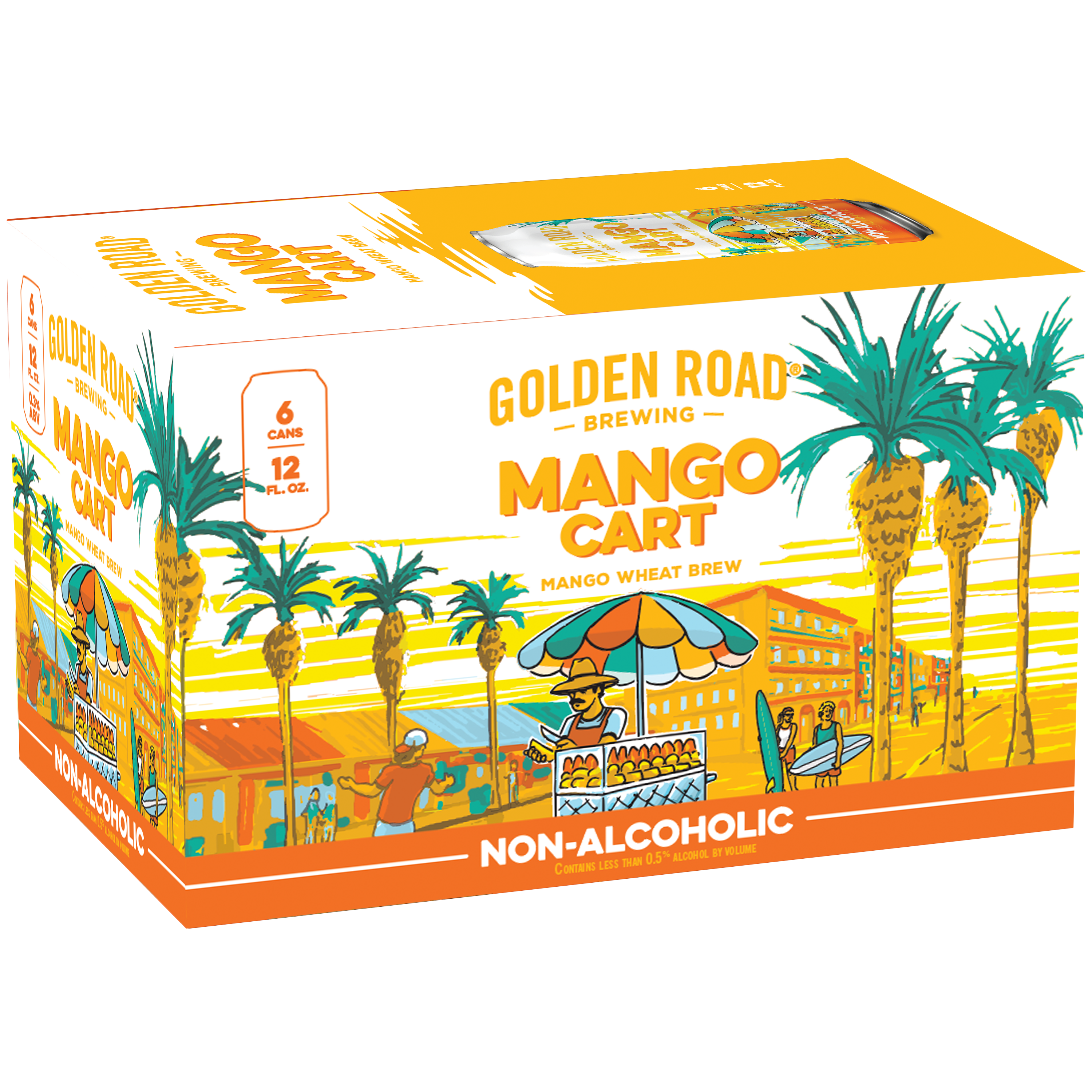 Order Non Alcoholic Mango Cart 6-pack food online from Golden Road Brewing store, Huntington Beach on bringmethat.com