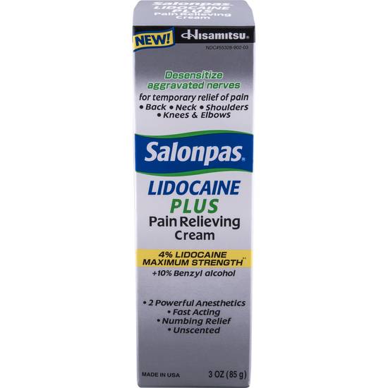 Order Salonpas Lidocaine Plus Cream (3 oz) food online from Rite Aid store, Sandusky County on bringmethat.com