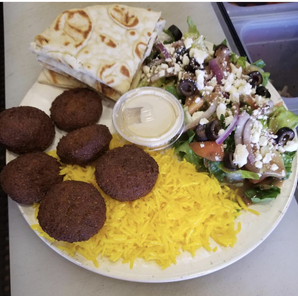 Order Falafel Plate food online from Hummus Mediterranean Kitchen store, San Diego on bringmethat.com