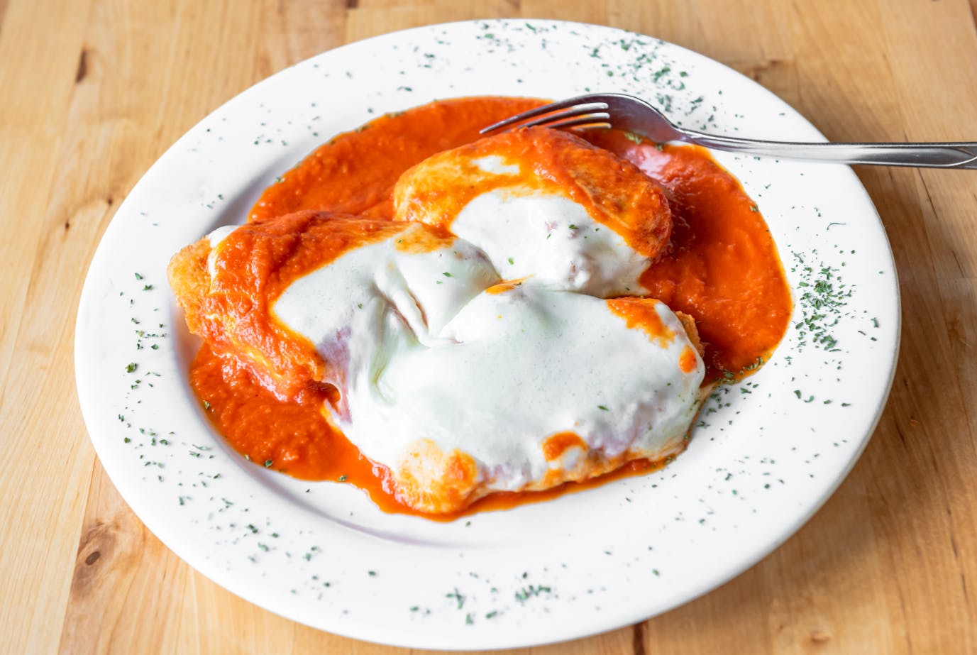 Order #Chicken Parmigiana - Dinner food online from Italy's Restaurant & Pizzeria store, Phillipsburg on bringmethat.com