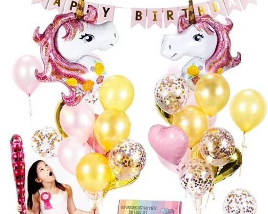 Order FUN UNICORN BIRTHDAY PARTY BALLOONS 26 BALLOONS (SAME DAY DELIVER IN CHICAGO & SUBURBS food online from Eugenia Flowers store, Cicero on bringmethat.com