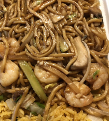 Order C14. Shrimp Lo Mein Special Combo Plate food online from Jade Dragon store, Akron on bringmethat.com