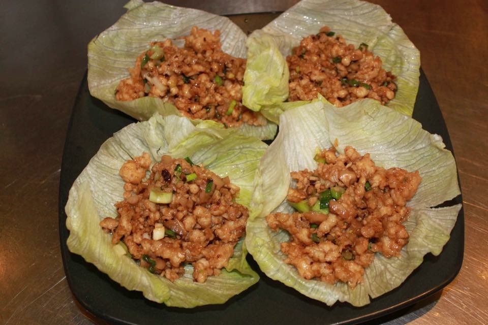 Order 9. Four Piece Minced Chicken in Lettuce Wraps food online from Jade China store, Riverside on bringmethat.com