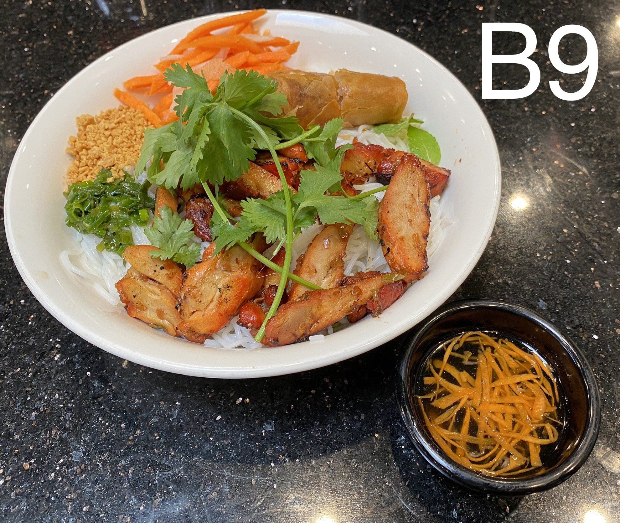 Order B9. Vermicelli Grilled Chicken Egg Rolls food online from Pho One Restaurant store, Hurst on bringmethat.com