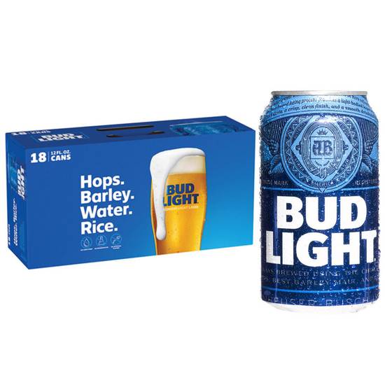 Order Bud Light, 18pk-12oz canned beer (4.20% ABV) food online from Checkout Food Stores #47 store, Houston on bringmethat.com