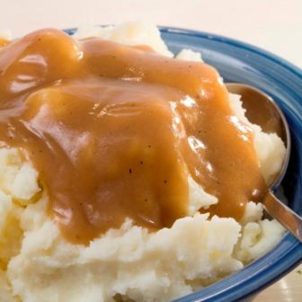 Order Real Mashed Potato with Gravy food online from House Of Burrito Chicken & Pizza store, Waldwick on bringmethat.com