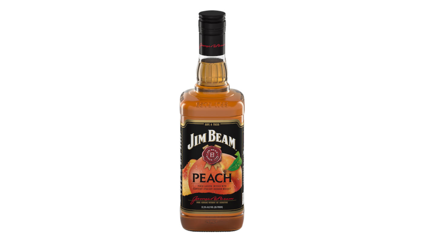 Order Jim Beam Peach Liqueur infused with Kentucky Straight Bourbon Whiskey 750mL food online from Spikes Bottle Shop store, Chico on bringmethat.com