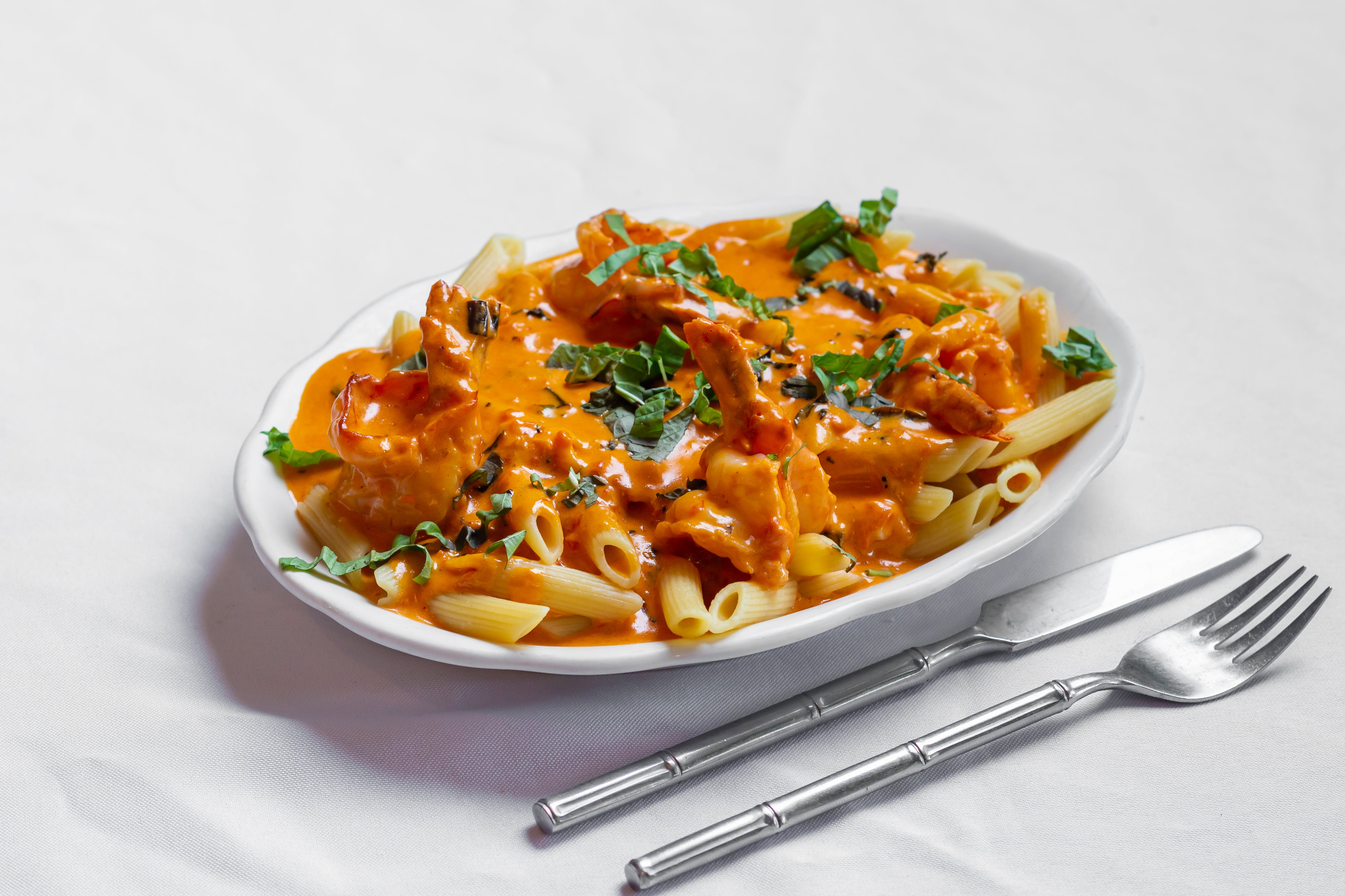 Order Penne Vodka with Shrimp Lunch - Lunch food online from Uncle Sal Pizza Ii store, Sparta Township on bringmethat.com