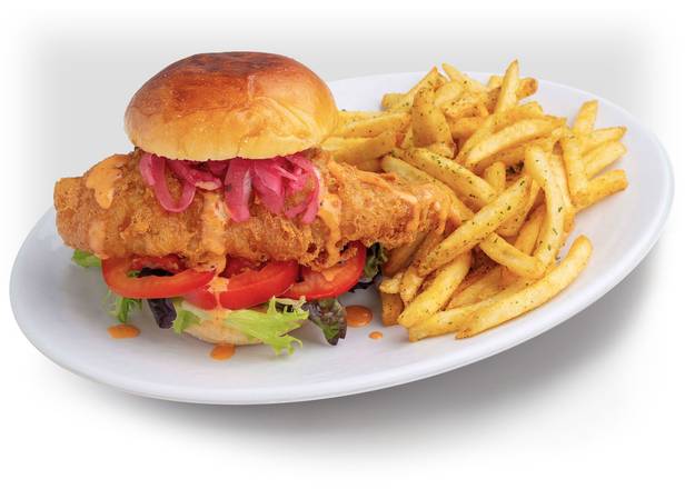 Order CRISPY FISH SANDWICH food online from California Fish Grill store, Daly City on bringmethat.com