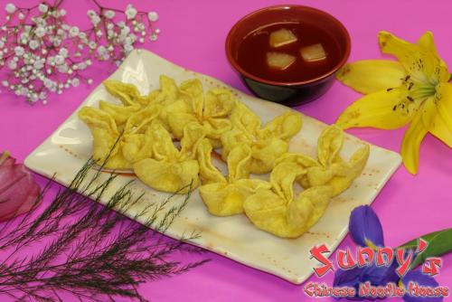 Order 8. Crabmeat Rangoons food online from Sunny's Chinese Noodle House store, Green Bay on bringmethat.com