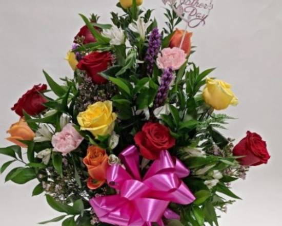 Order BIG SALE Mixed Color Roses and flowers 23 inches tall (16 Stems) food online from Eugenia Flowers 24/7 Flower Shop store, Oak Park on bringmethat.com