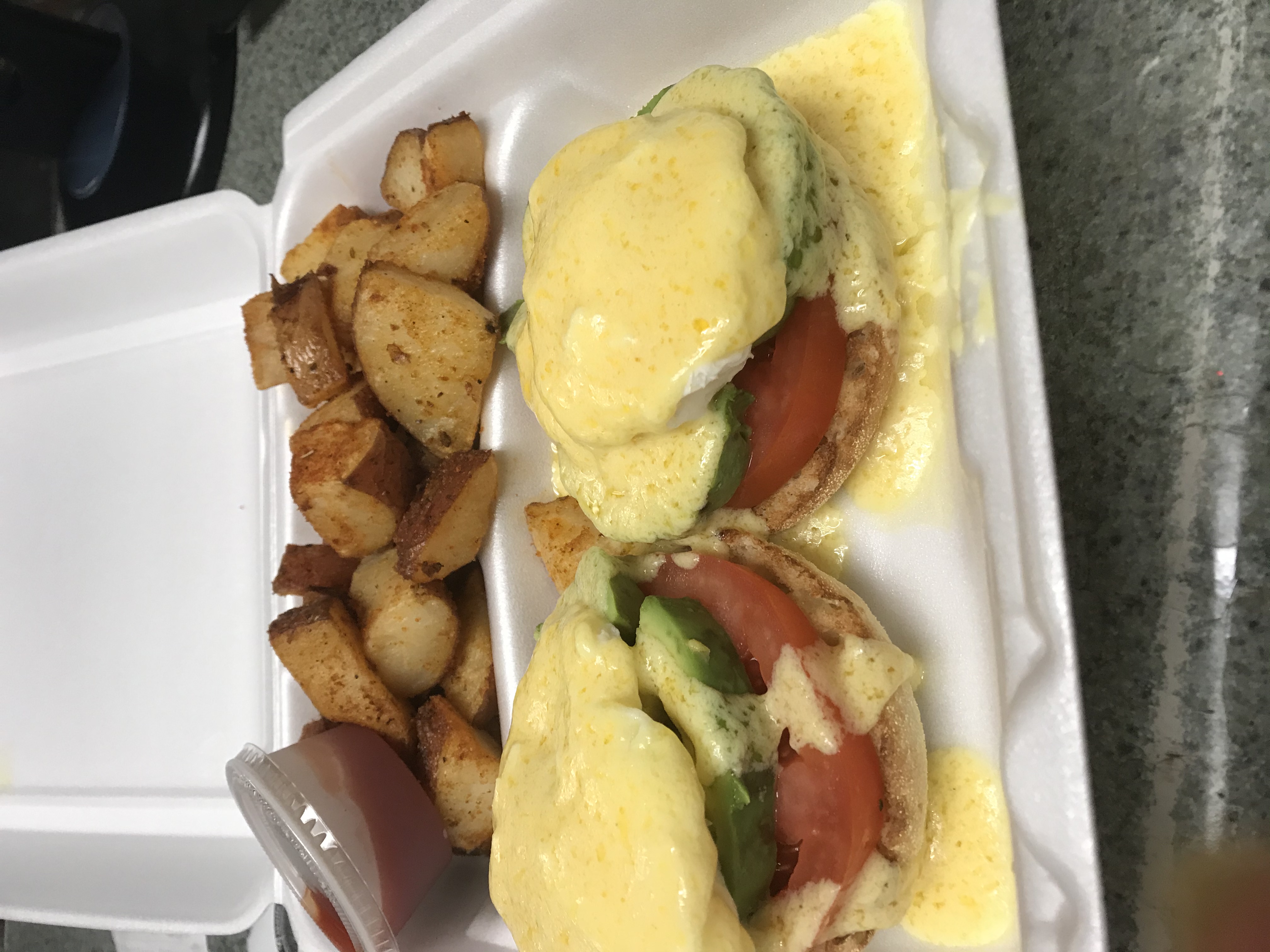 Order Avocado & Tomato Benedict food online from Granite Street Cafe store, Quincy on bringmethat.com