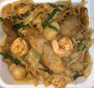 Order Seafood Chow Fun  (Shrimp, Scallop and Fish) food online from Lucky Buddha Asian Restaurant store, Goodyear on bringmethat.com