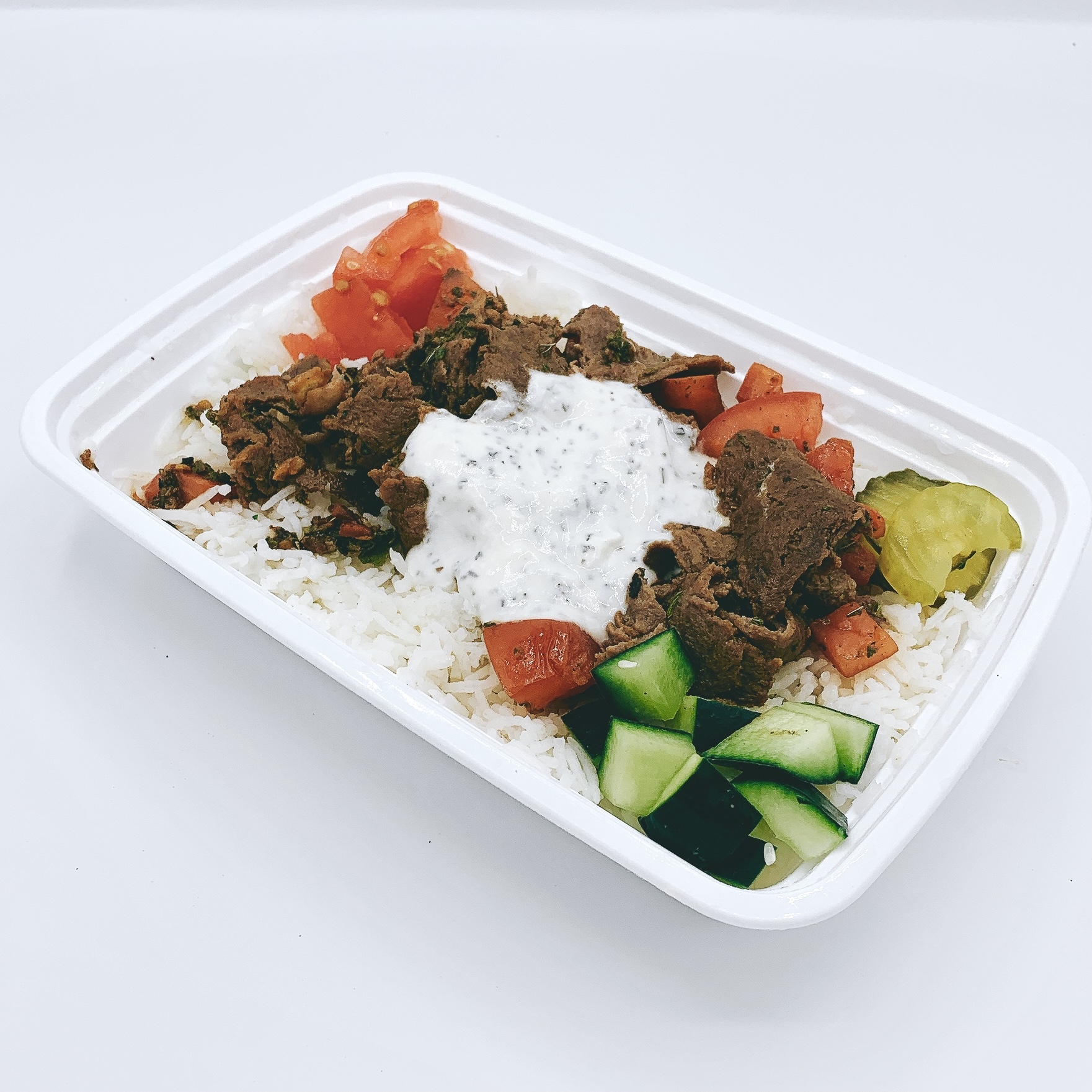 Order Beef Gyro Over Rice food online from Heroes Meal store, Midland on bringmethat.com