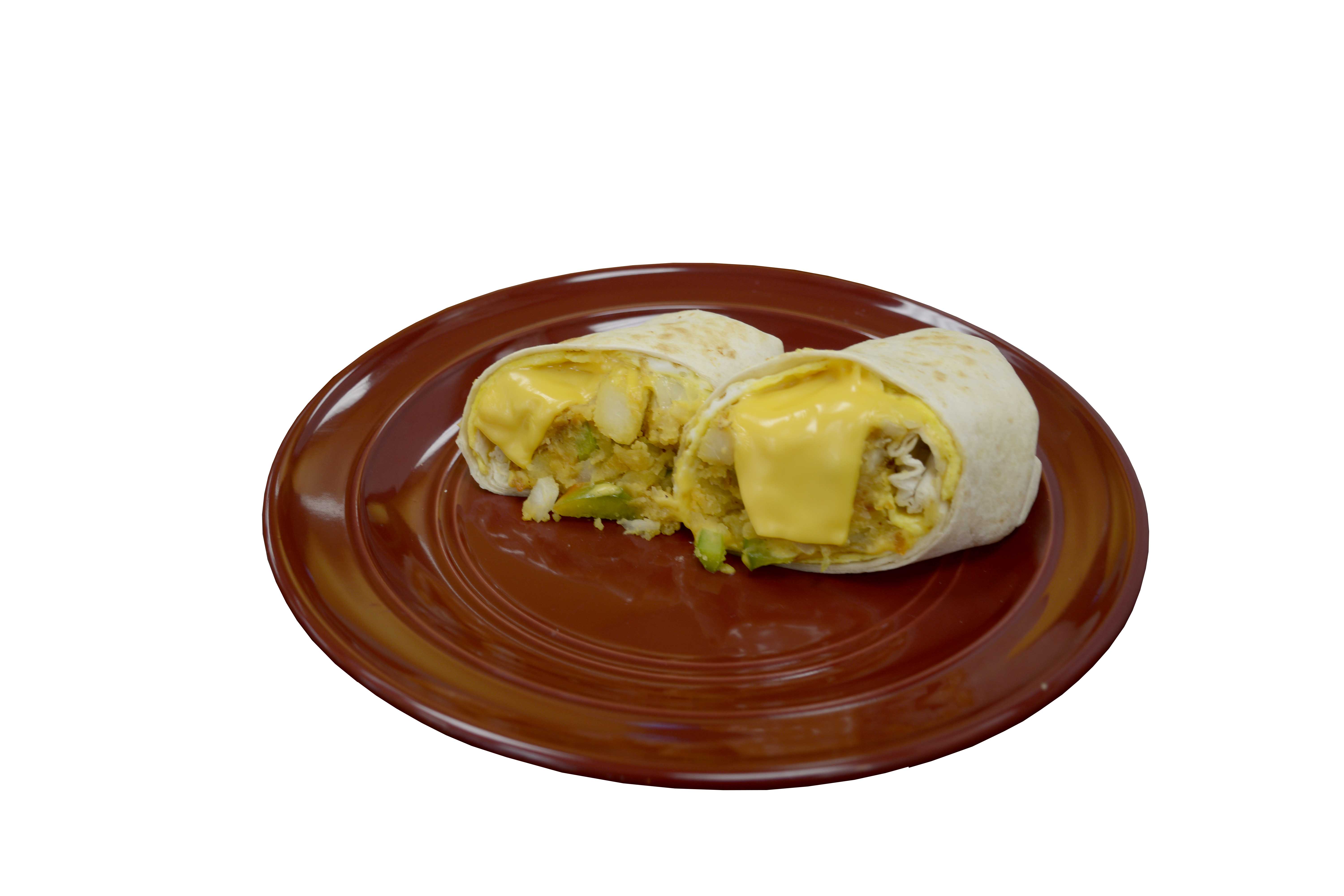 Order Meat, Cheese, Eggs and Home Fries Burrito food online from Punta Cana Coffee Shop & Restaurant store, Brooklyn on bringmethat.com