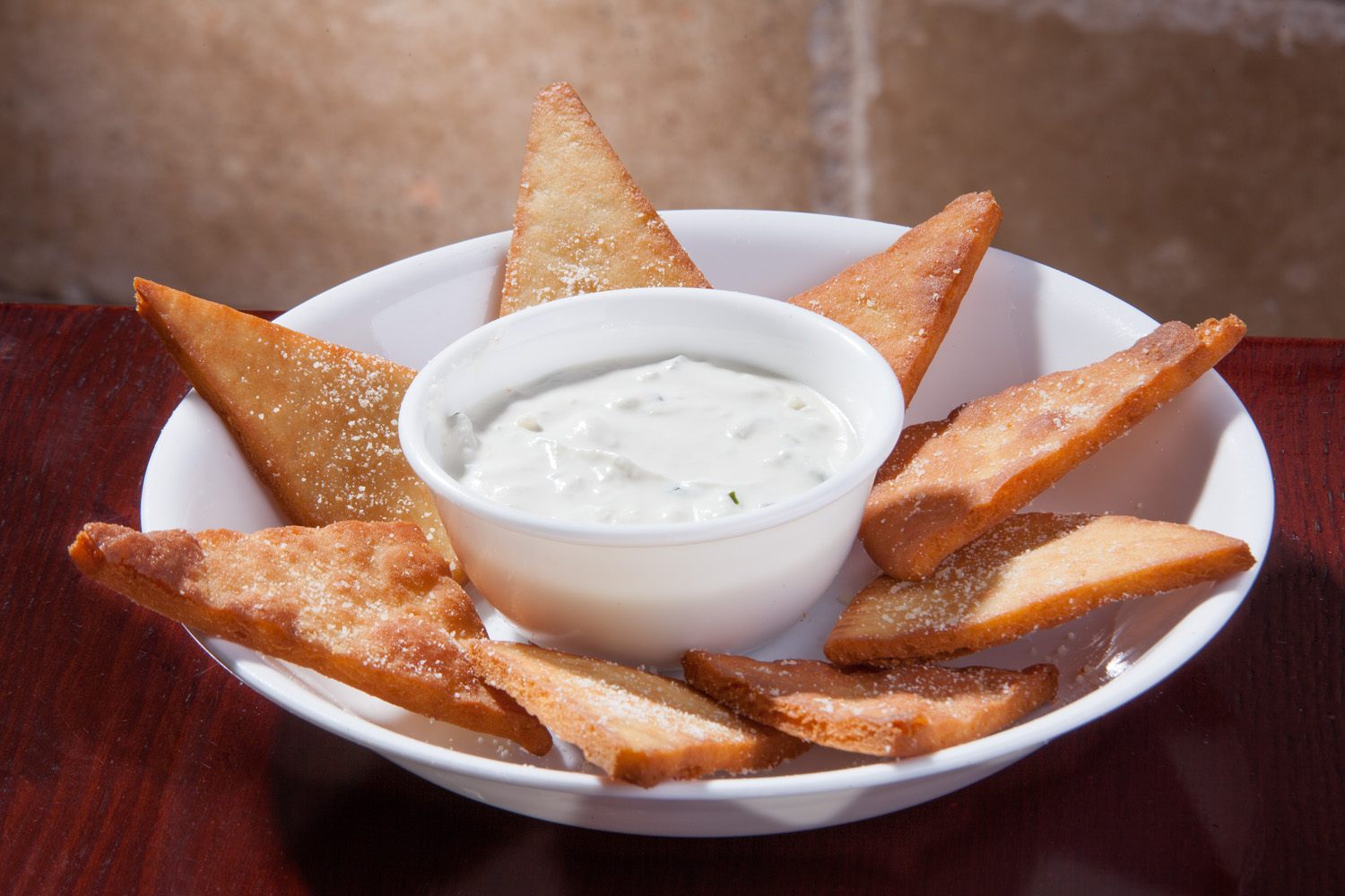 Order Fried Pita Chips with Tzatziki Sauce food online from Little Greek Fresh Grill store, Louisville on bringmethat.com
