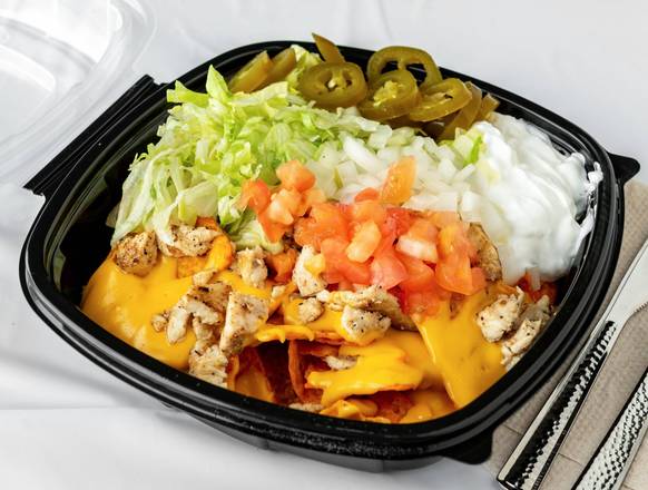 Order Large Chicken Nacho Supreme food online from Baba's Famous Steak and Lemonade store, Carol Stream on bringmethat.com