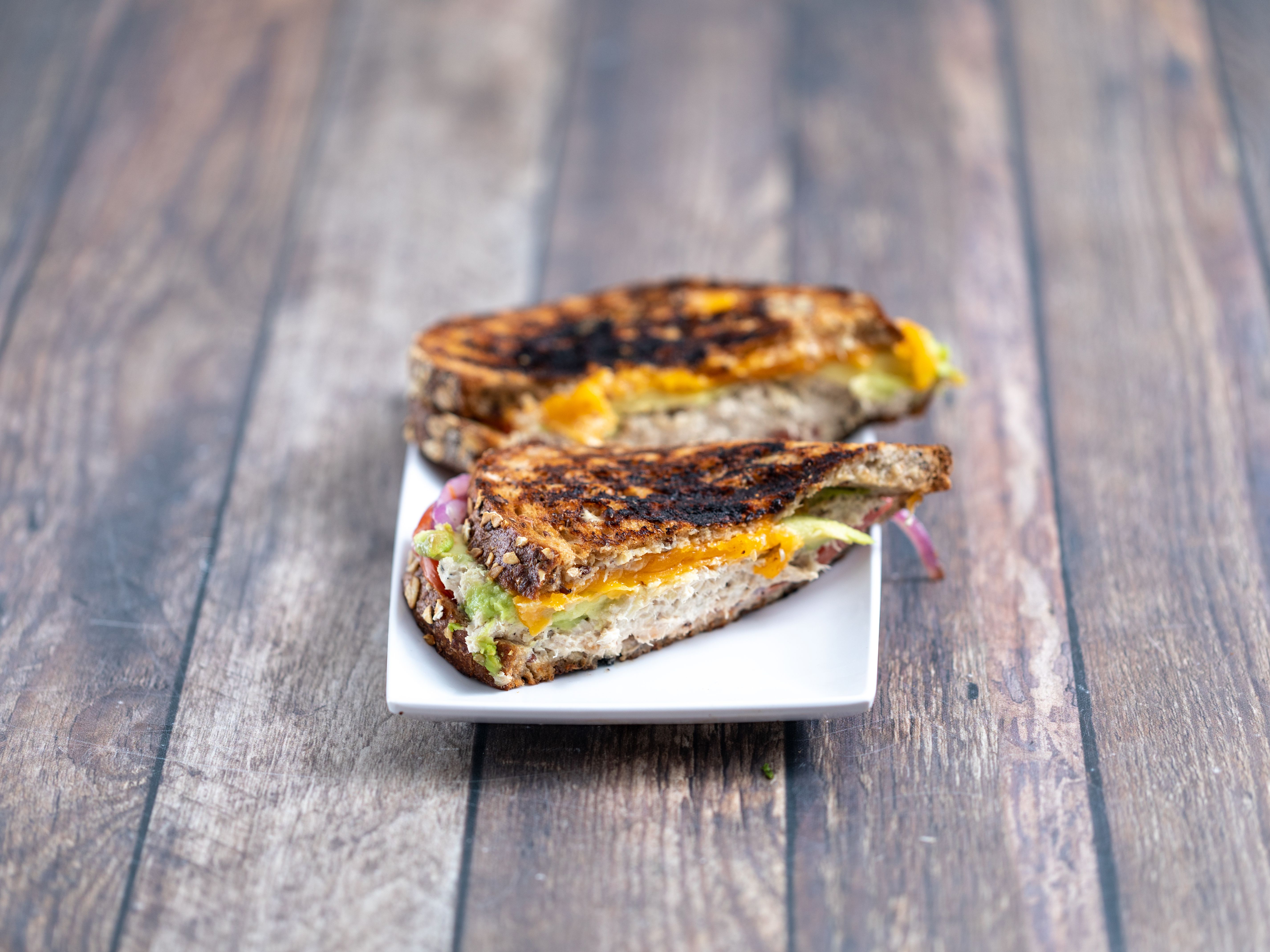 Order Tuna, Cheddar and Avocado Panini food online from Temptations store, Brookline on bringmethat.com