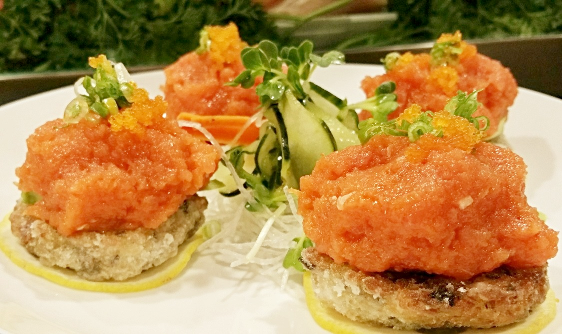 Order Spicy Tuna on Crunch Rice Cake 4pc food online from Tokyo Sushi store, Santa Clarita on bringmethat.com