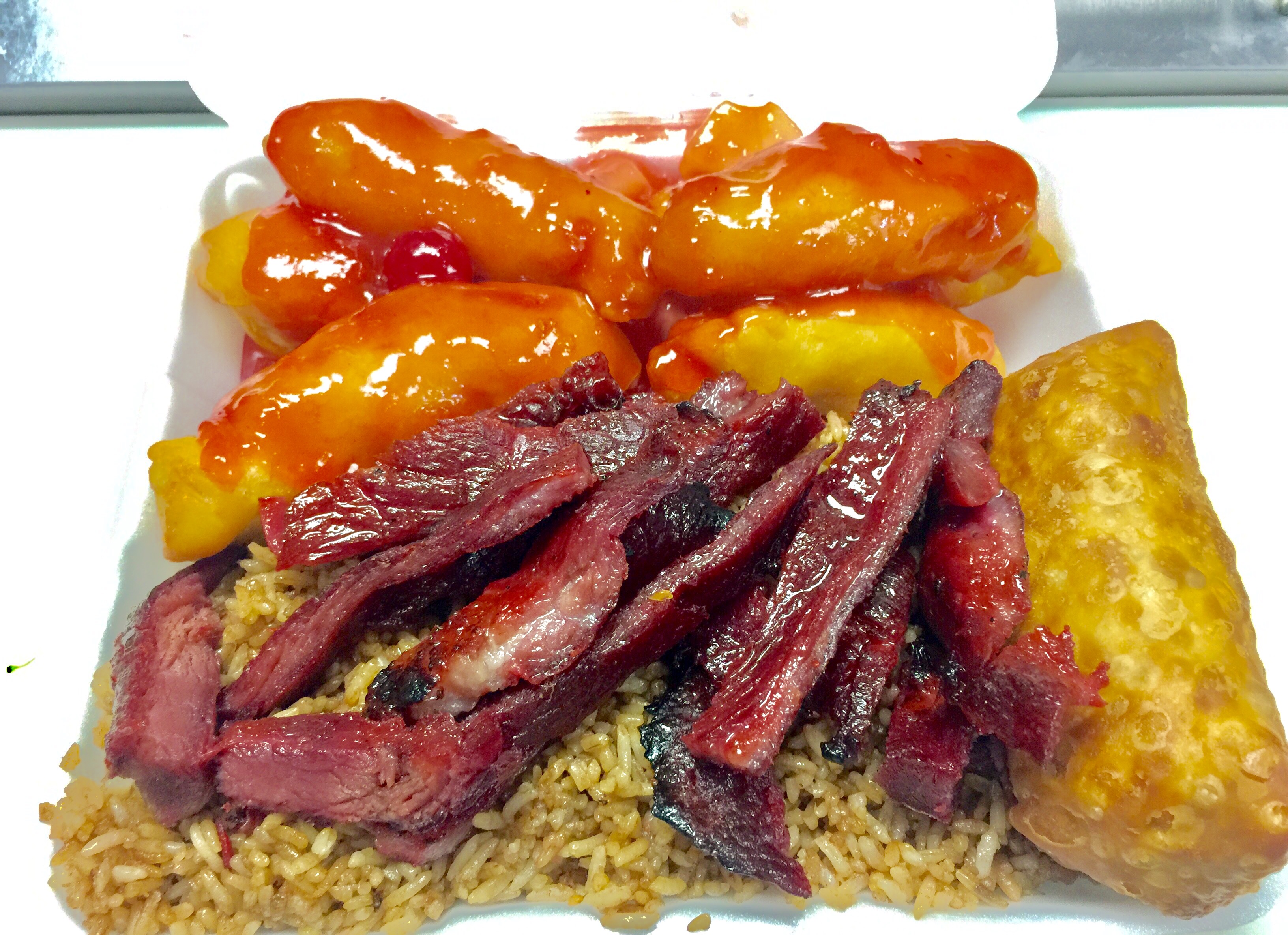 Order D11. Boneless Ribs and Egg Roll Combo food online from New Hong Kong Village store, Medford on bringmethat.com