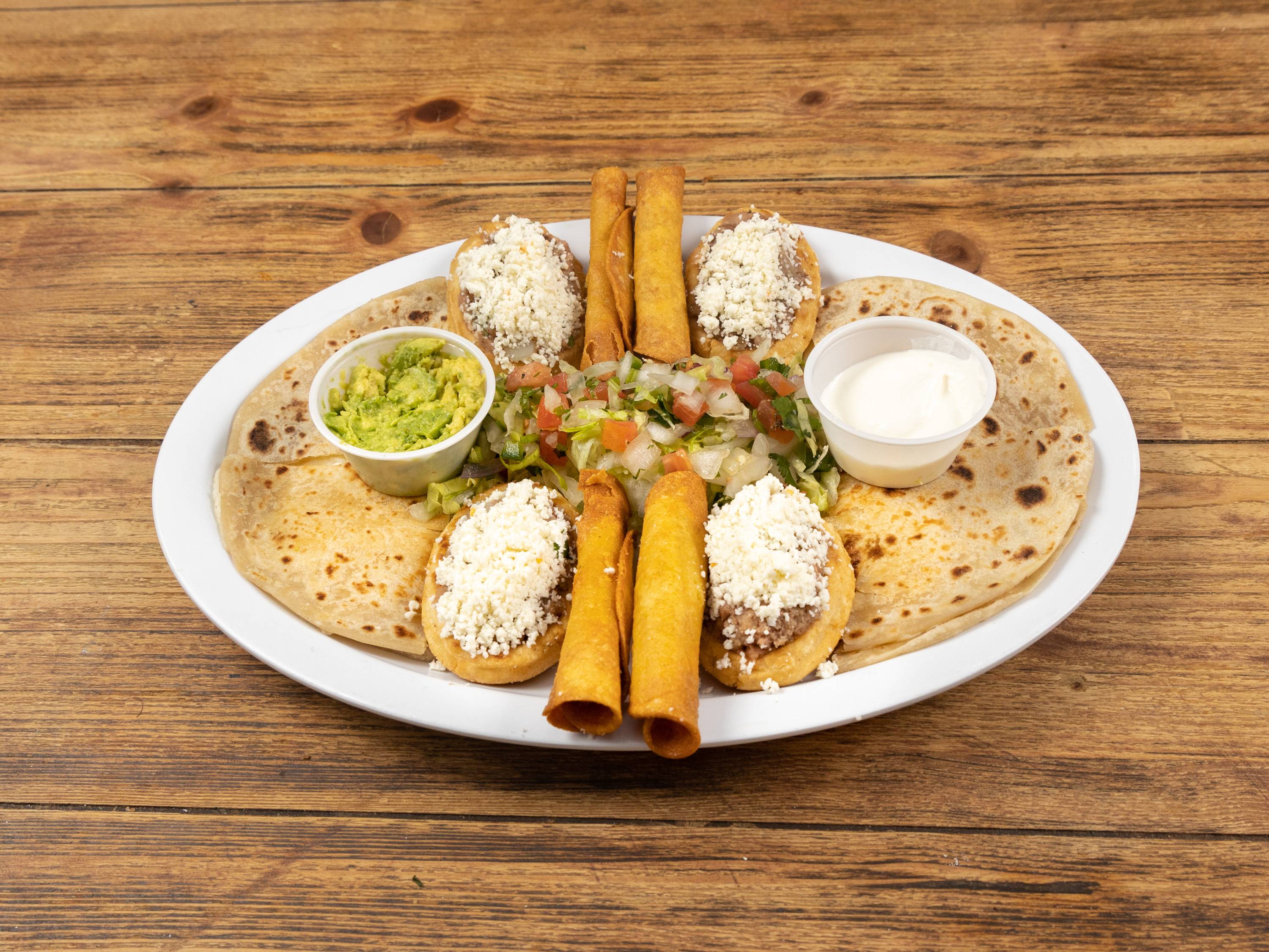 Order TF Sampler food online from Tacos Flores store, Atascocita on bringmethat.com