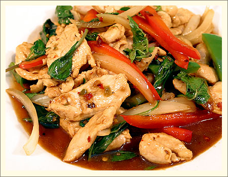 Order 47. Pad Karpao food online from Sticky Rice Restaurant store, Modesto on bringmethat.com