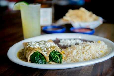 Order Spinach Enchiladas food online from Frontera Mex-Mex Grill store, Norcross on bringmethat.com