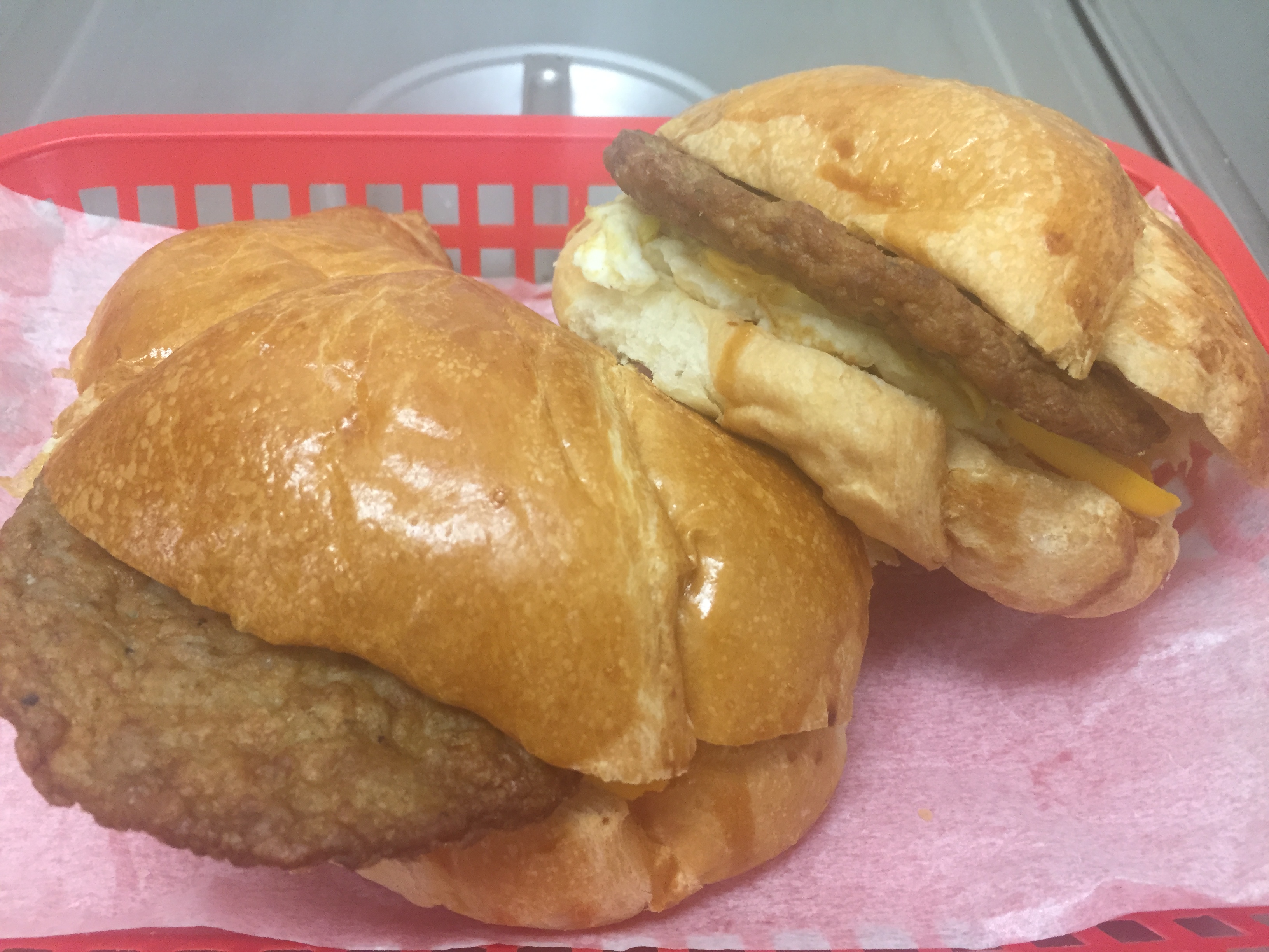 Order Sausage Egg Cheese Croissant Sandwich food online from Ashley Donuts store, Houston on bringmethat.com