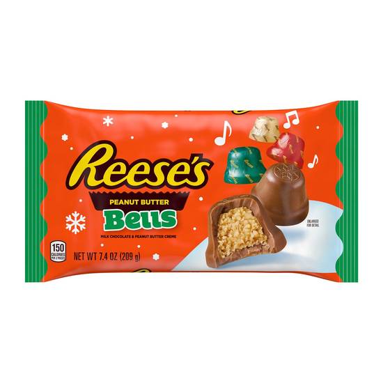 Order REESE'S Milk Chocolate Peanut Butter Creme Bells Candy, Christmas, 7.4 oz, Bag food online from Cvs store, DRESHER on bringmethat.com
