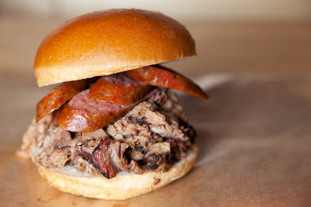 Order The Gut Buster Sandwich food online from Blu's Barbeque & Bbq Catering store, Dallas on bringmethat.com
