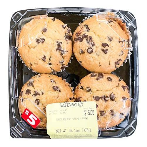 Order Chocolate Chip Muffins (4 muffins) food online from Safeway store, Rehoboth Beach on bringmethat.com