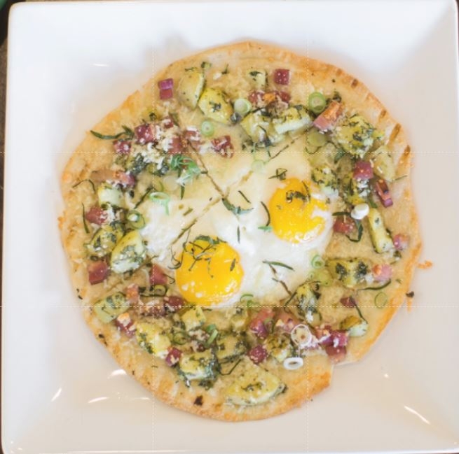 Order Breakfast Pizza food online from The Daily Harvest Cafe store, Newhall on bringmethat.com