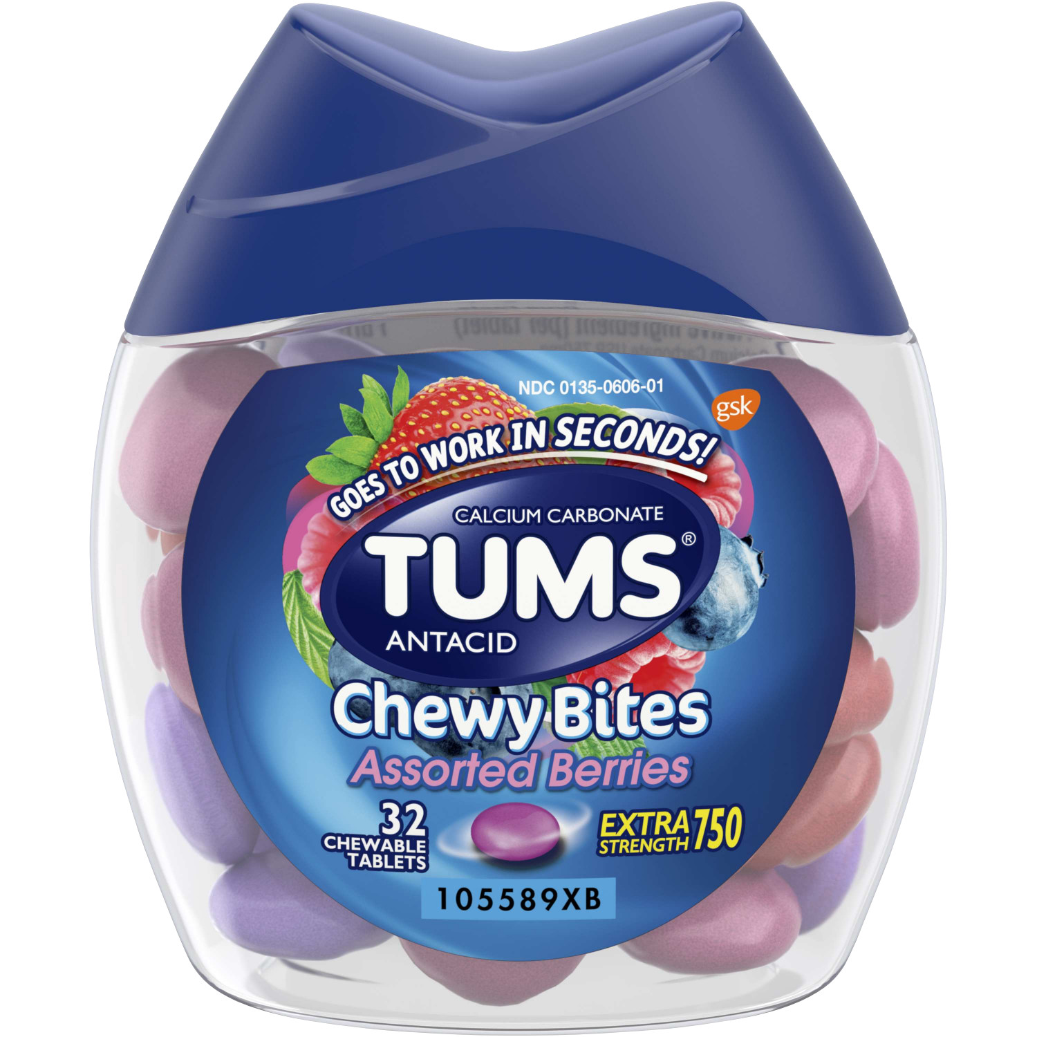Order TUMS Chewy Bites Assorted Berries Antacid, Hard Shell Chews for Heartburn Relief - 32 ct food online from Rite Aid store, CORNING on bringmethat.com