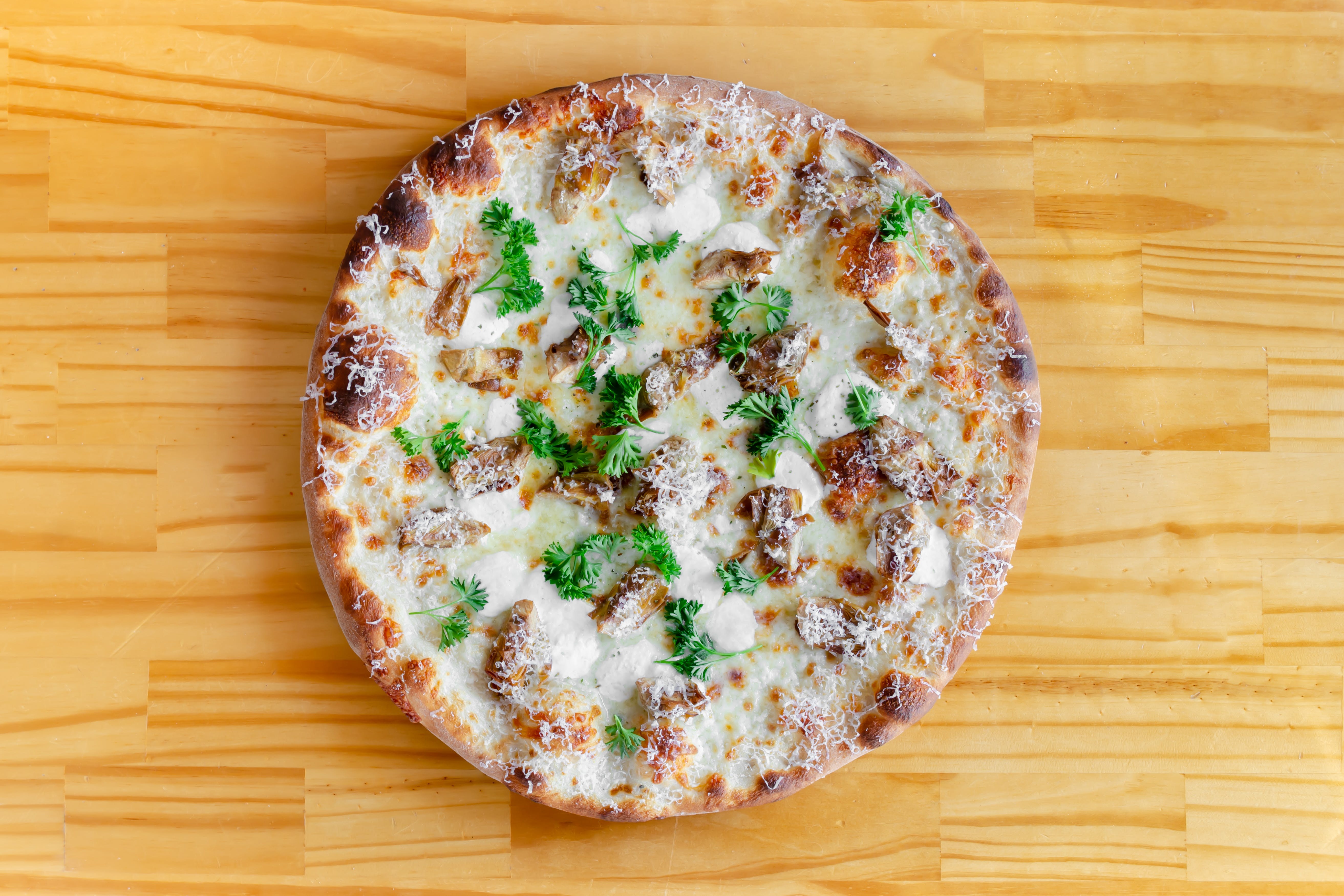 Order Artichoke Pizza - 16" food online from Urban Tomato store, Palisades Park on bringmethat.com