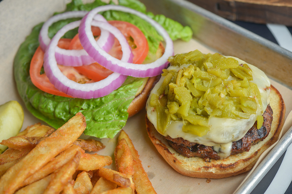 Order Hatch Green Chile Burger food online from The Maverick store, Tucson on bringmethat.com